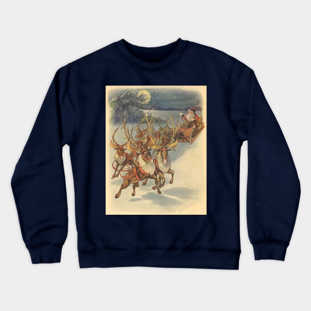 Victorian Christmas Santa Claus with Reindeer Crewneck Sweatshirt by MasterpieceCafe